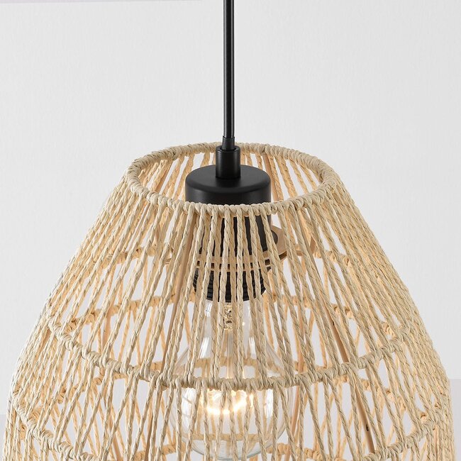 Bogenlampe Lys Japandi mit natürlichem Schirm - schwarz