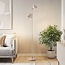 Stehlampe Iki in Beige mit 2 schwenkbaren Spots und integrierter LED