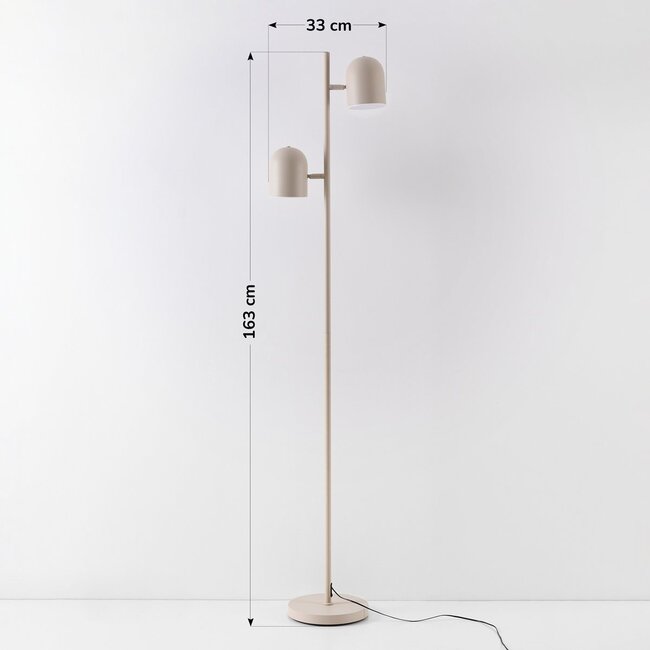 Beige Stehleuchte Iki - mit 2 schwenkbaren Strahlern und dimmbaren LEDs