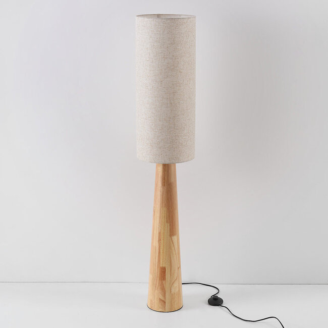 Stehleuchte Haku aus Holz mit Stoffschirm - creme