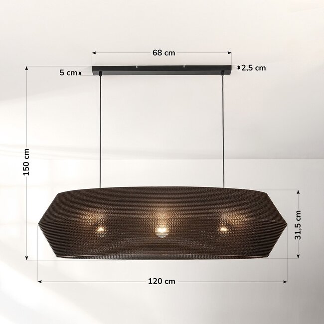 3-Licht-Papp-Hängeleuchte Caryo