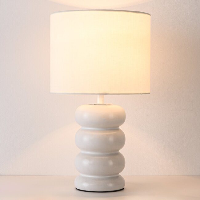 Tischlampe Sofara Keramik mit Stoffschirm - weiß