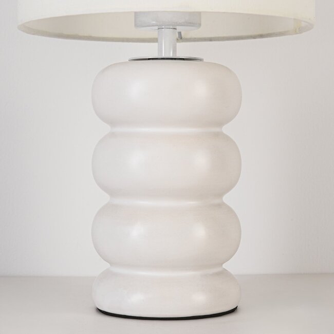 Tischlampe Sofara Keramik mit Stoffschirm - weiß