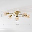 5-flammige Deckenlampe Globe - Gold und Amberglas