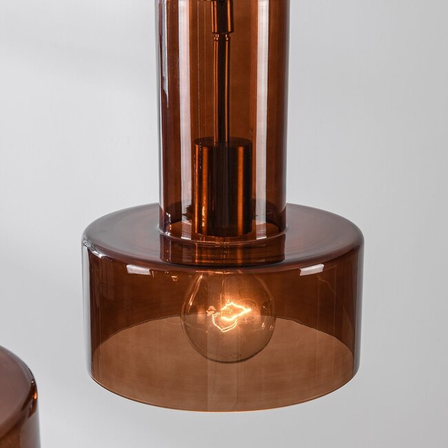 Talph Pendelleuchte mit braunem Glas, 2-flammig