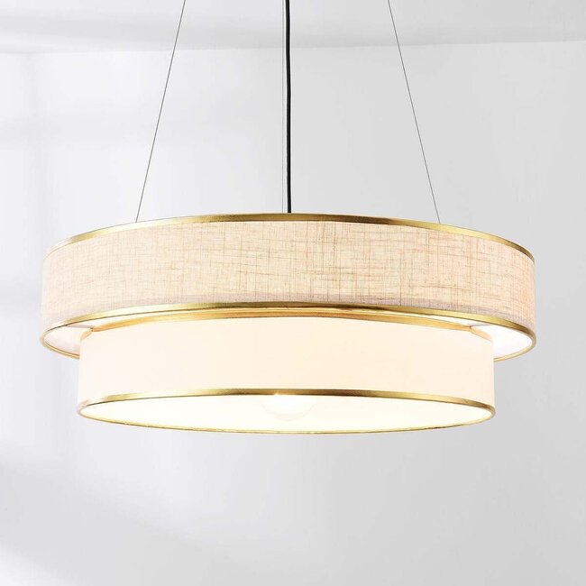 Hängeleuchte Koysi Stoff mit Gold Finish