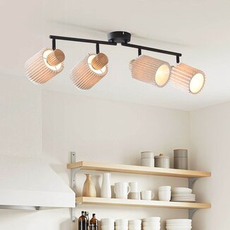 Deckenlampe Noura mit schwenkbaren Spots - Schwarz und Beige