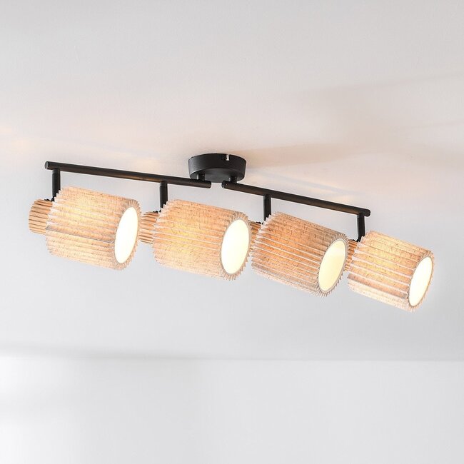 Deckenlampe Noura mit schwenkbaren Spots - Schwarz und Beige