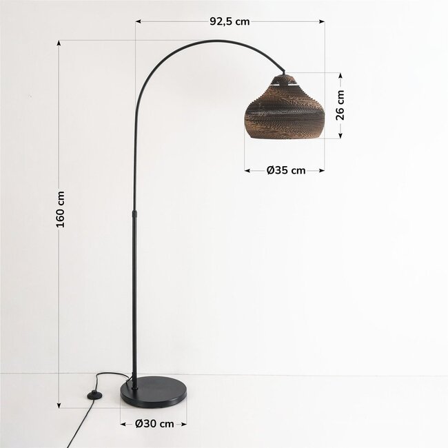 Stehlampe Ilja mit schwenkbarem Kartonschirm