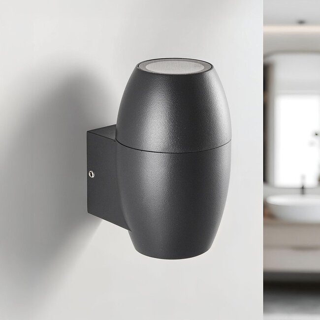 Ovale Badezimmer-Wandlampe 1-flammig in Schwarz