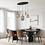 Moderne Pendelleuchte Yoku mit Rauchglas und messing-goldenen Details, 5-flammig