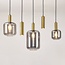 Moderne Pendelleuchte Yoku mit Rauchglas und messing-goldenen Details, 5-flammig