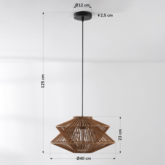 Boho-Hängelampe Takea aus geflochtenem Seil - Braun
