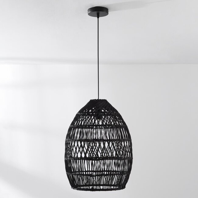 Hängelampe Hinra aus Rattan - Schwarz