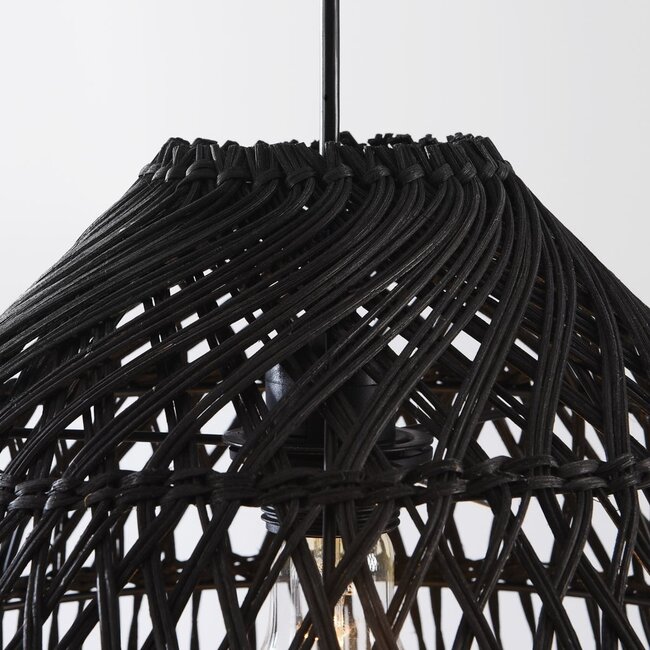 Schwarze Rattan-Pendelleuchte - Hinra
