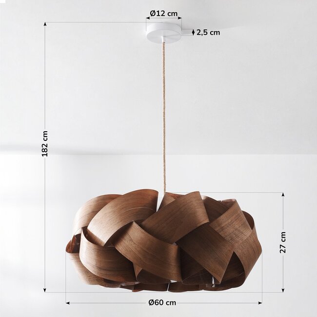 Pendelleuchte Weave aus Nussbaumfurnier - Ø60 cm