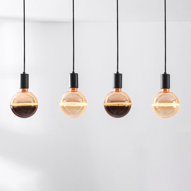 4-flammige Pendelleuchte Nivelle - Schwarz, Set inklusive dimmbarer E27 LED-Lampen