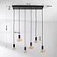 6-flammige Pendelleuchte Caverna - Schwarz mit Marmordetails, Set inklusive dimmbarer LED