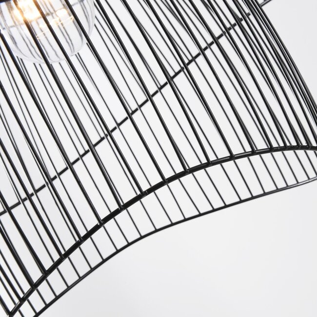 Design-Hängelampe Oria in Schwarz mit Metallschichten