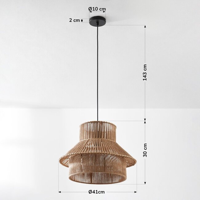 Boho-Hängelampe Ramea aus Juteseil - natürlich