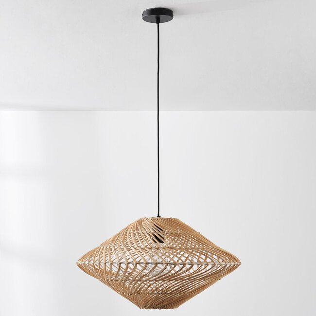 Rattan-Hängelampe Filum mit geflochtenem Schirm - natürlich