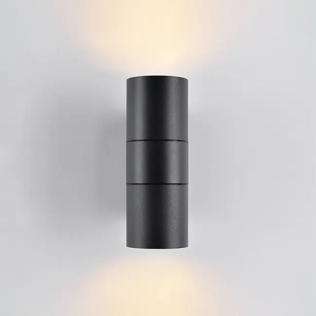 Badezimmer-Wandlampe Olivia 2-flammig in Schwarz und rund