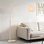 Japandi Bogenlampe Marell - beige Leuchte mit Leinenschirm