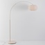 Japandi Bogenlampe Marell - beige Leuchte mit Leinenschirm