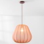 Japandi Pendelleuchte Brunel mit altrosa Stoffschirm