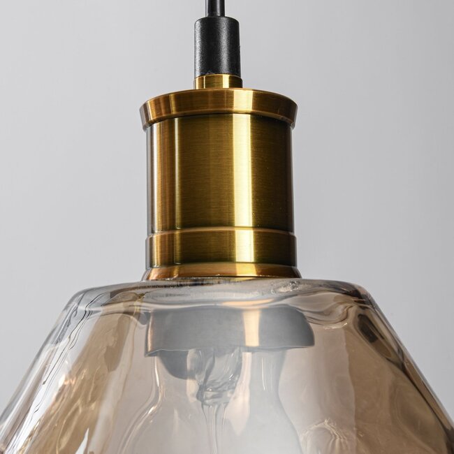 Hängeleuchte Nilo - 7-flammiges amber Glas mit gewölbtem Detail