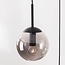 Moderne Pendelleuchte Marui Schwarz mit drei Kugeln aus Rauchglas