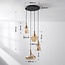 Retro-Design-Hängelampe Calypso mit vier amber Glas-Kappen