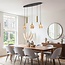 Moderne Pendelleuchte Eloi, 5-flammig, mit zwei goldenen GU10 Spots und Amberglas
