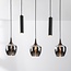 5-flammige Pendelleuchte Eloi mit drei Rauchglasschirmen und zwei GU10 Spots