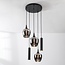 Industrial Pendelleuchte Téo mit zwei GU10 Spots und drei Rauchglasschirmen