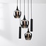 Industrial Pendelleuchte Téo mit zwei GU10 Spots und drei Rauchglasschirmen