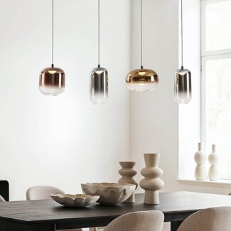 Kohi Pendelleuchte 4-flammig, mit Gold-, Rauch- und Kupferglas - 3-stufig dimmbar