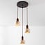 3-flammige Pendelleuchte Lito mit Terrazzo-Effekt und Holz