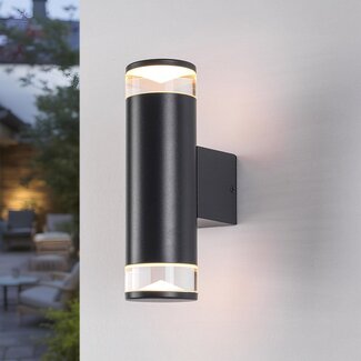 Moderne 2-flammige Up & Down-Außenleuchte Disari – dunkelgrau