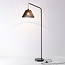 Bogenlampe Ibis mit Holzschirm - schwarz