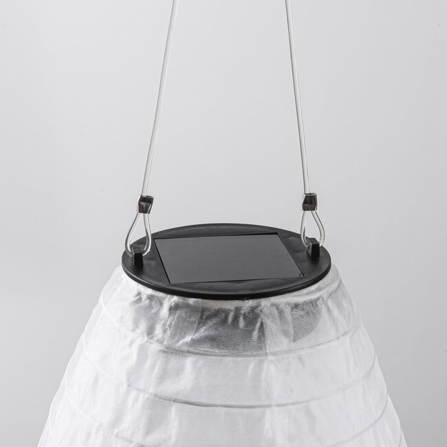 Solar-Lampion Pyra - Solar-Hängeleuchte aus weißem Nylon