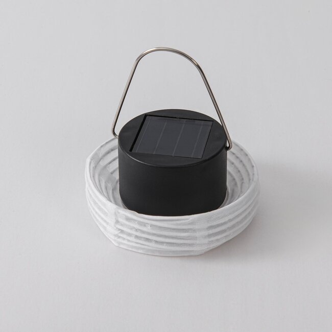 Solar-Laterne Soleni – solarbetriebene Hängelampe aus weißem Nylon