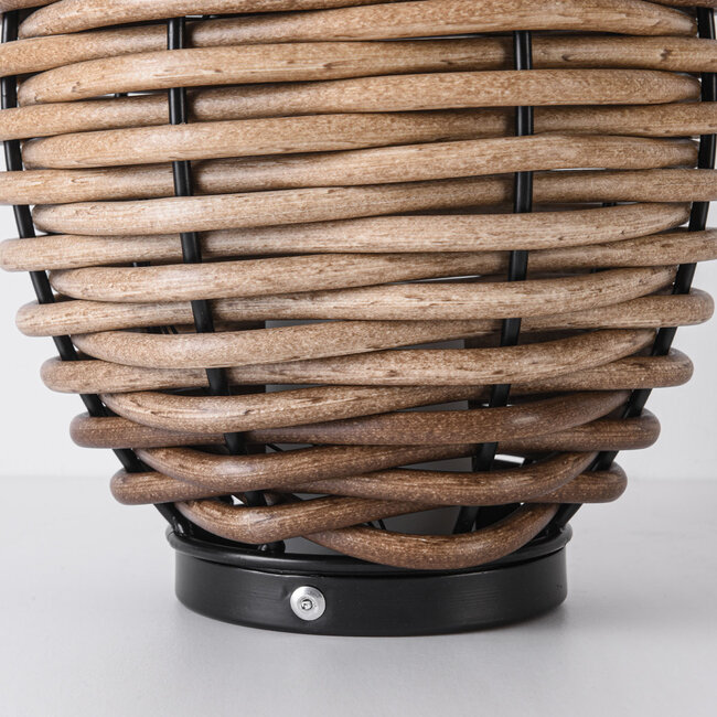 Solar-Laterne Photis – kabellose Außenlampe mit warmer Holzfarbe