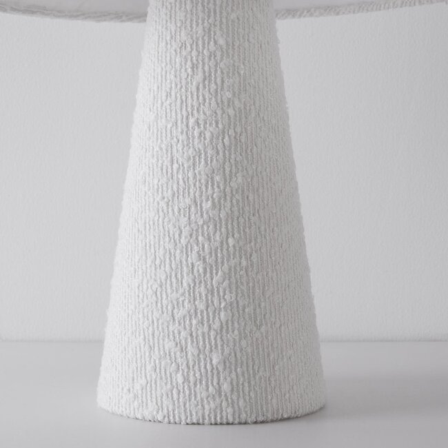 Leinen-Bouclé-Tischlampe Tisch – weiß
