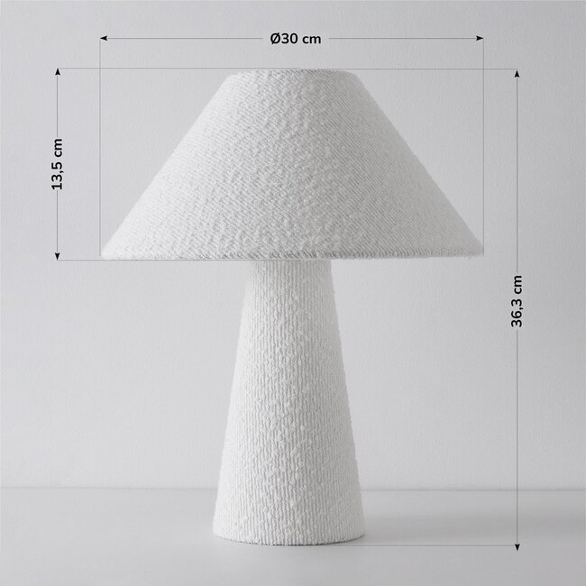 Leinen-Bouclé-Tischlampe Tisch – weiß