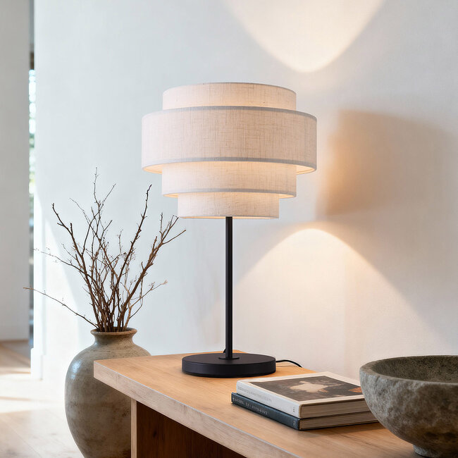 Moderne Tischlampe Masa mit Leinenbezug