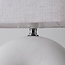 Japandi Tischlampe Poyta - weiße Keramik mit Leinenschirm