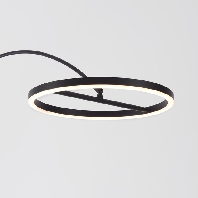 Bogenleuchte Talto in Mattschwarz mit integrierter LED und Touch-Dimmer