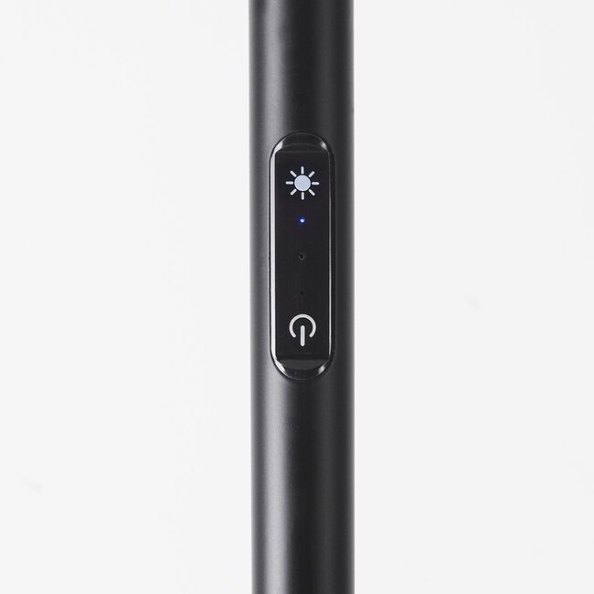Bogenlampe Talto in Mattschwarz mit integrierter LED und Touch-Schalter