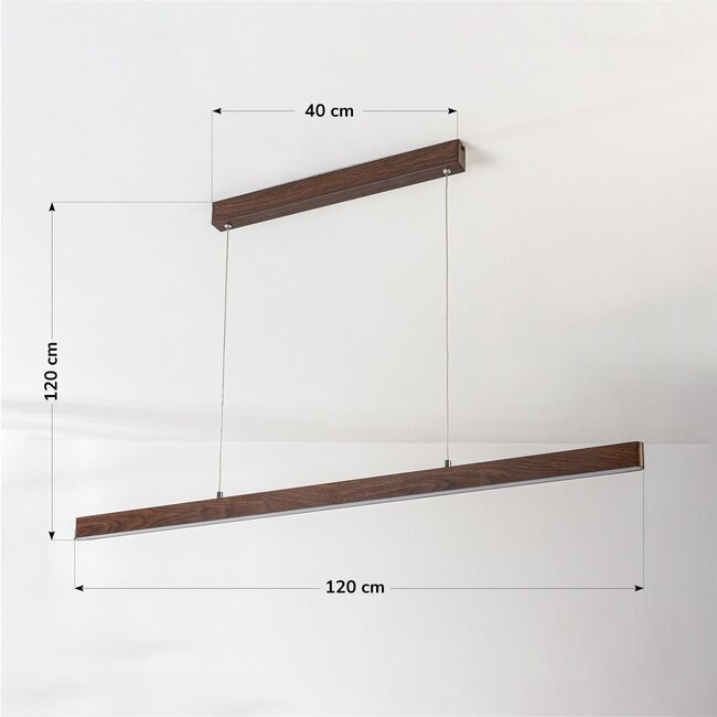 3-stufige dimmbare Hängelampe Elan in dunkler Holzoptik mit integrierter LED